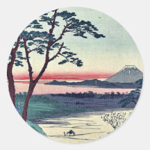 Grandfather's teahouse, Meguro by Andō, Hiroshige Round Sticker