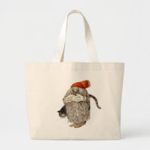 Grandma Christmas Tomten with Grey Cat Bags
