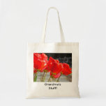 Grandma's Stuff tote bag Red Tulip Flowers Nana