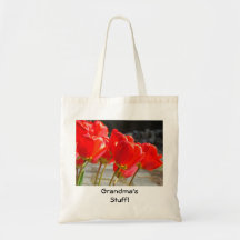 Grandma's Stuff tote bag Red Tulip Flowers Nana