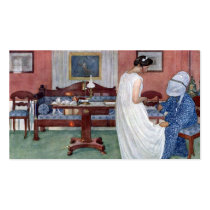 Grandmother in Bonnet Hemming a Gown Business Card Template