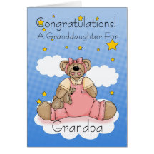 Grandpa New Baby Girl Congratulations Cards