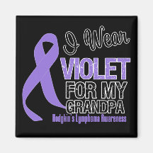 Grandpa Violet Ribbon Hodgkins Lymphoma Fridge Magnets