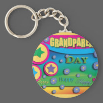Grandparent's Day, Stars and Blue Flowers keychains