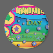 Grandparent's Day, Stars and Blue Flowers magnets
