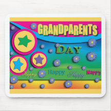 Grandparent's Day, Stars and Blue Flowers Mouse Pads