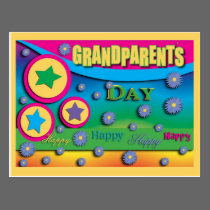 Grandparent's Day, Stars and Blue Flowers postcards