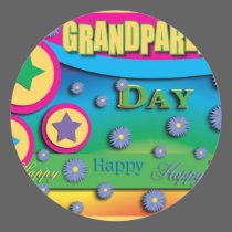 Grandparent's Day, Stars and Blue Flowers stickers