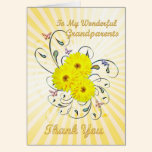Grandparents, Thank you card with yellow flowers cards