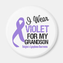 Grandson Violet Ribbon Hodgkins Lymphoma Fridge Magnets