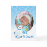 Grandson's 1st Christmas Snowman Photo Greeting Ca cards