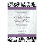 Grape Trim Black Damask Swirls Wedding Invitation