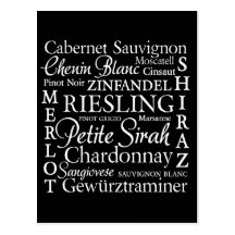 Grape Varietals Wine Post Cards