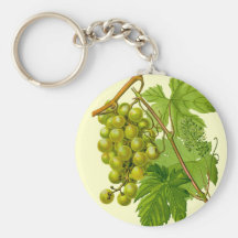 Grapes on the Vine Botanical Drawing Keychain