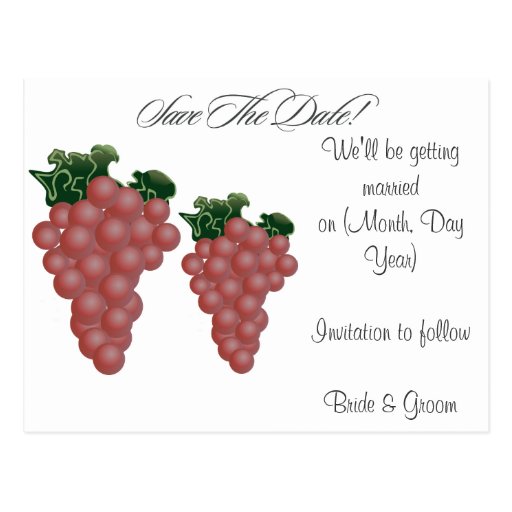 Grapes/Vineyard Custom Save the Date Post Cards