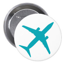 Graphic Aeroplane in Blue Pinback Button