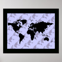 graphic black world map print