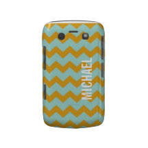 Graphic chevron pattern yellow teal your name blackberry bold case