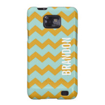 Graphic chevron pattern yellow teal your name galaxy s2 cases