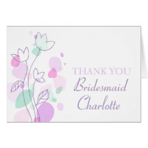 Graphic floral wedding bridesmaid thank you card