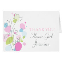 Graphic floral wedding flower girl thanks card