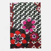 Graphic Flowers Kitchen Towel