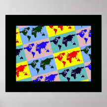 graphic pop art world map posters