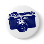 Graphic Retro Camera Design in Blue Pin