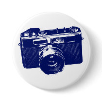 Graphic Retro Camera Design in Blue