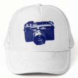 Graphic Retro Camera Design in Blue hats
