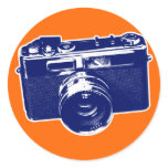 Graphic Retro Camera Design in Blue Stickers
