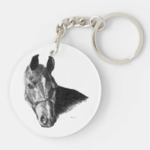 Graphite Horse Head Acrylic Key Chain