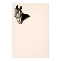 Graphite Horse Head Personalized Stationery