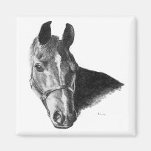 Graphite Horse Head Refrigerator Magnet