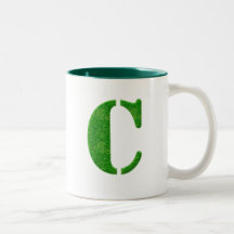 Grass Stencil Monogram Mugs