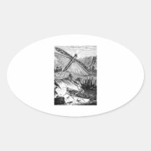 Grasshopper Grasshoppers Vintage Wood Engraving Oval Stickers