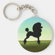 Grassy Field Standard Poodle Key Chain