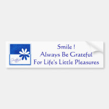 Gratitude Blue and White Flower Bumper Sticker