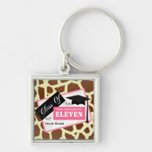 Graudation Class Of 2011 - Giraffe Print & Pink Key Chain