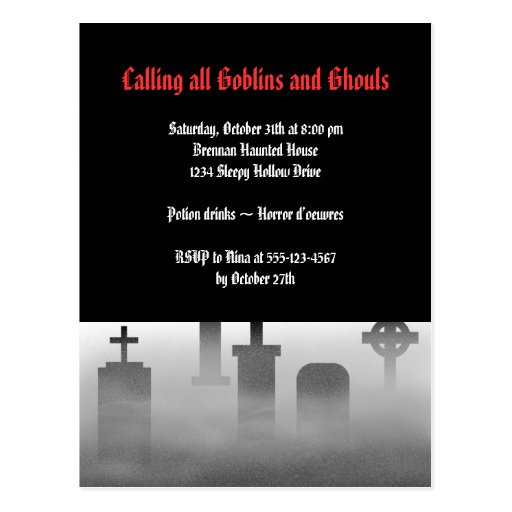 Graveyard fog creepy cemetery gothic Halloween Postcard