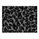 Gray and Black Paisley. postcards