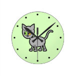 Gray Cat with Odd Eyes. wall clocks