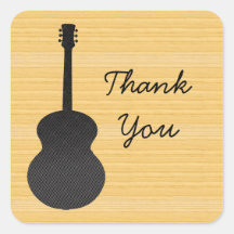 Gray Country Guitar Thank You Stickers