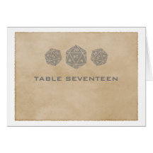 Gray Grunge D20 Dice Gamer Table Number Card