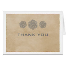 Gray Grunge D20 Dice Gamer Thank You Card