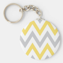 Gray & Yellow Chevron Key Chain