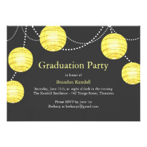 Gray & Yellow Party Lantern Graduation Invitation