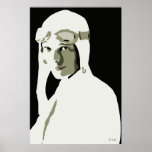 Grayscale vector art Amelia Earhart