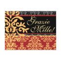 Grazie Mille Gilded Damask Italian Thank You Cards postcards