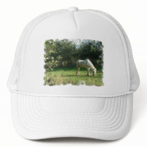 Grazing White Horse  Baseball Hat